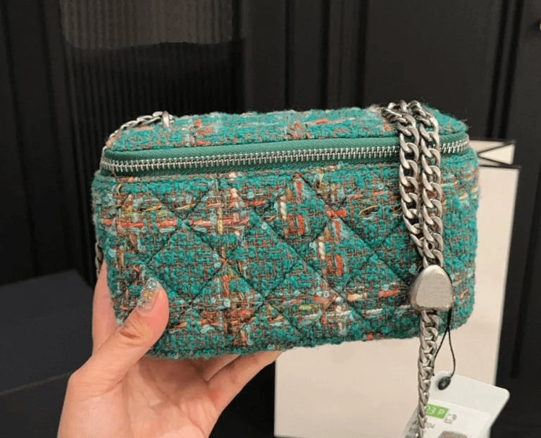 Green Chanel Cosmetic Bag