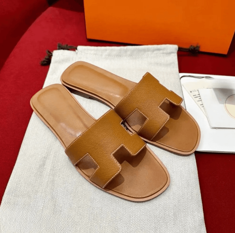 Deep Brown Hermes Slippers